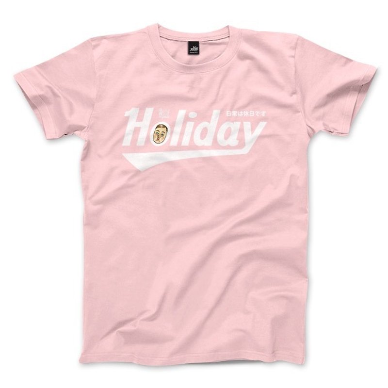 Holiday 保羅先生簽名款 - 粉紅 - 中性版T恤 - 男 T 恤 - 棉．麻 粉紅色