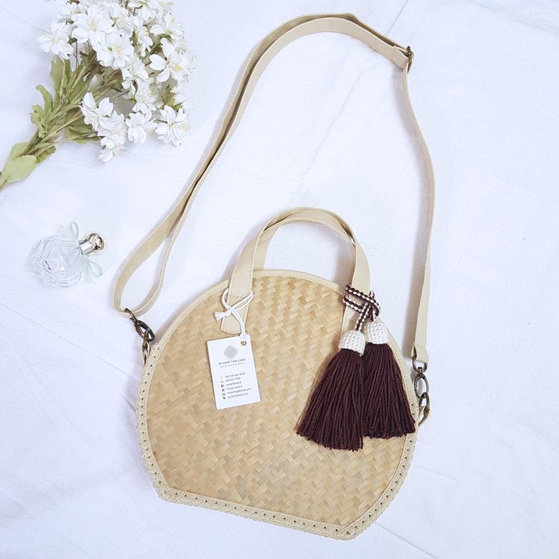 Straw Bag, Crossbody Bag, Handbag, Thai Weaving Seagrass - 側背包/斜背包 - 植物．花 