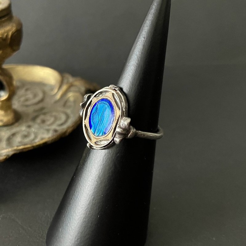 SV　フランス マリア メダイのリング - silver - 戒指 - 其他金屬 藍色