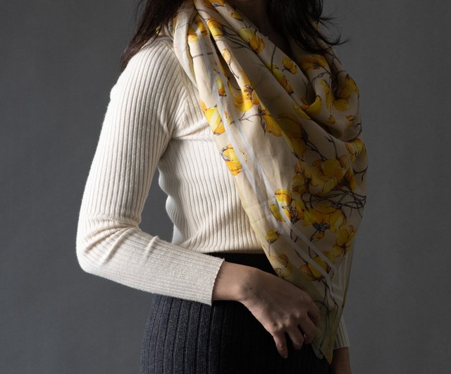 Cotton Scarf – Flower Yellow