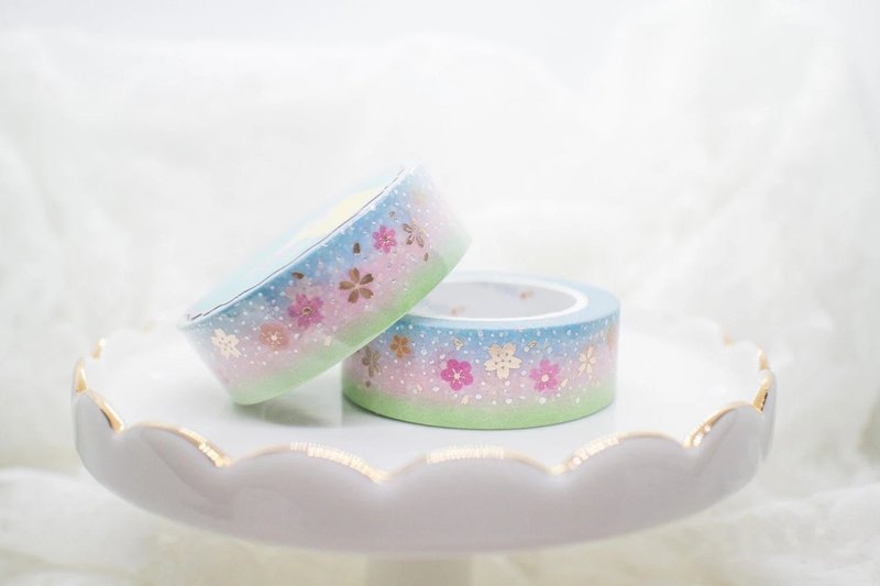 Hot stamping paper tape-Sakura Flake 2.0 hot stamping cherry blossom - Washi Tape - Paper Multicolor