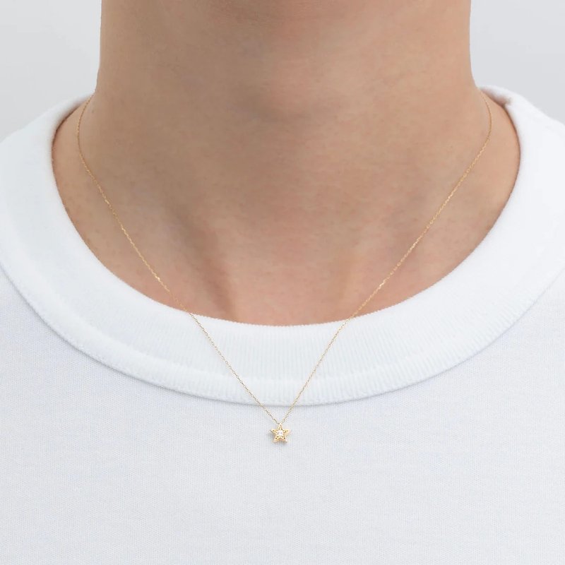 Japan MONATELIER | K10 (gold) natural diamond necklace [Astra] - สร้อยคอ - เครื่องประดับ สีทอง