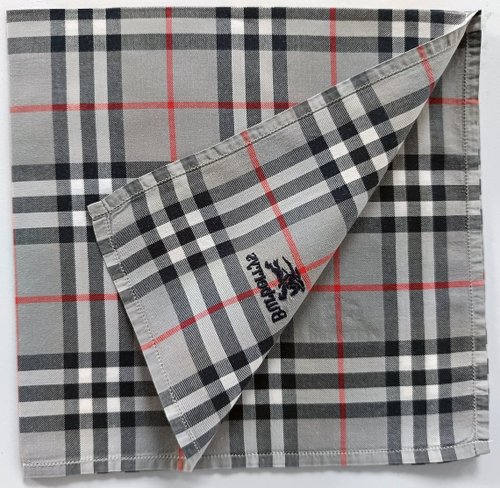 バーバリー ヴィンテージ ハンカチ グレー チェック 19 x 18.5 インチ