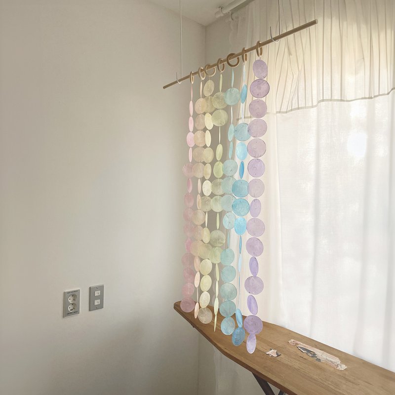 PRE-MADE|Helsinki Flower Shop-7 color set-Curtain|Shell Wind Chime Mobile|#0-499 - Doorway Curtains & Door Signs - Shell Multicolor