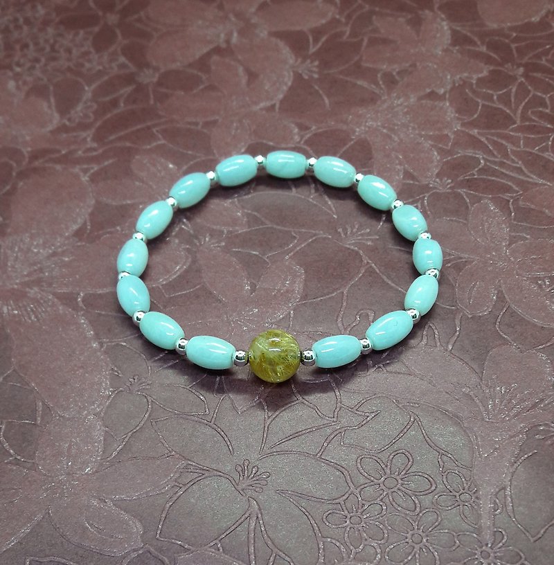 Jade & Rutiled Quartz Bracelet - Bracelets - Gemstone Yellow