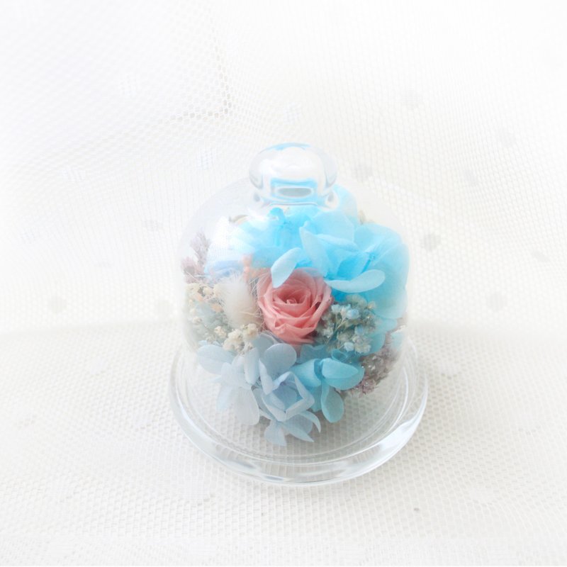 Colorful candy-colored glass pot · immortal flower and blue hydrangea dry flower ceremony - Pottery & Ceramics - Plants & Flowers Pink