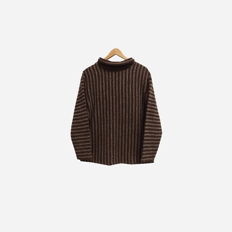 古著高領直條毛衣 174 - 毛衣/針織衫 - 聚酯纖維 咖啡色