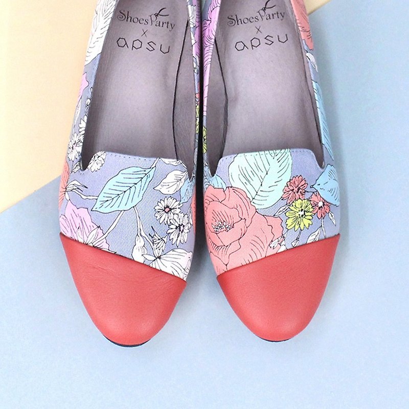 [23.5] Spot Shoes Party Juliet's garden oblique stitching Oubei La / handmade custom / Japan fabric - Mary Jane Shoes & Ballet Shoes - Cotton & Hemp 