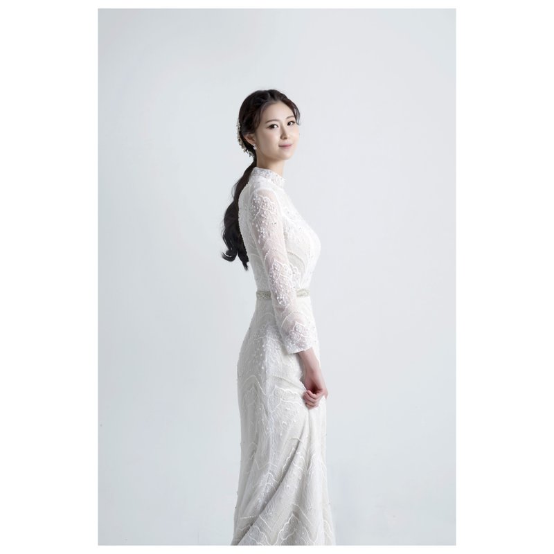 SAMPLE SALE CLEMENTINE 小立領蕾絲輕婚紗 - 禮服/小禮服 - 聚酯纖維 
