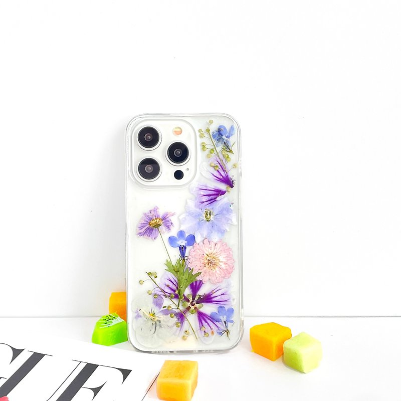 Mallow and Pansy Handmade Pressed Flower Phone Case for All iPhone Samsung Sony - Phone Cases - Plants & Flowers 