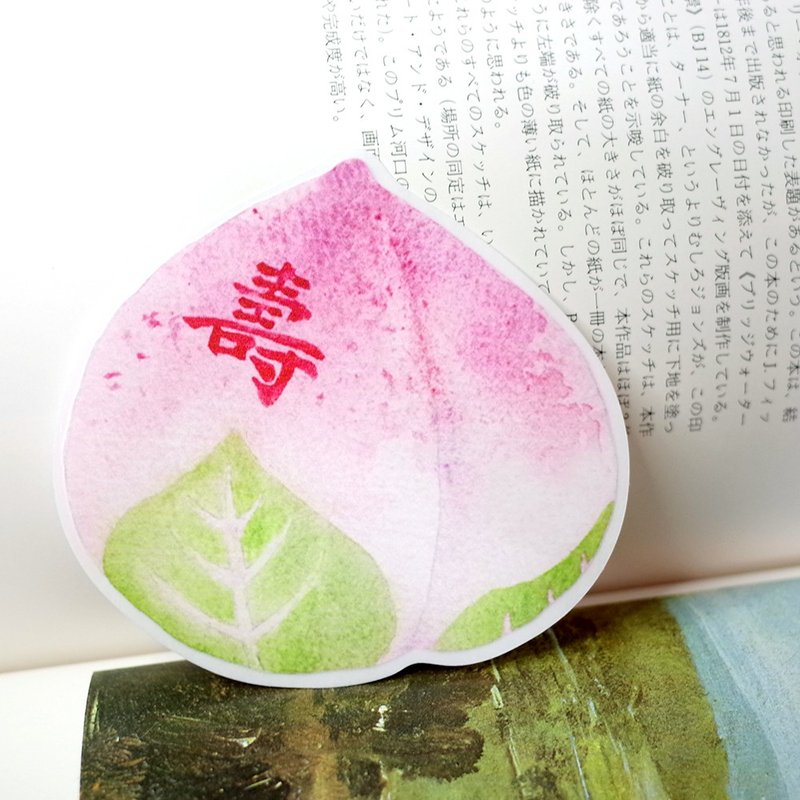 臺灣甜點 壽桃 繪畫PVC防水大貼紙 - 貼紙 - 防水材質 粉紅色