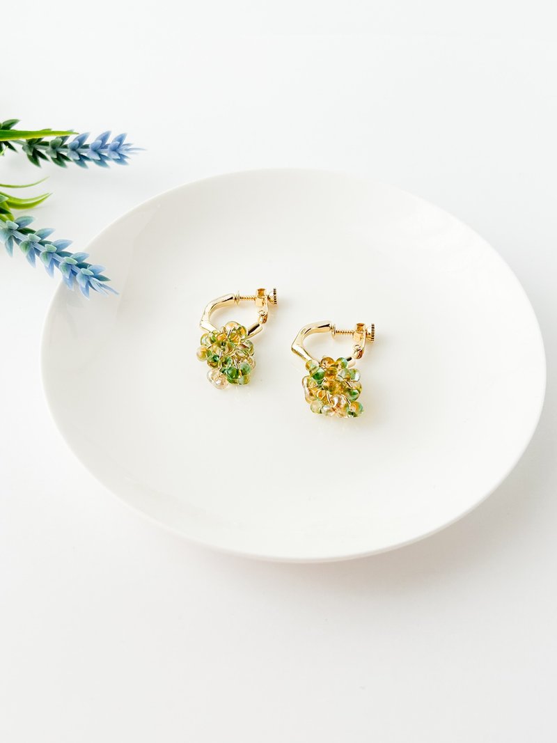 Farfalle Tropical Lemongrass Earrings Yellow Green - ต่างหู - แก้ว หลากหลายสี