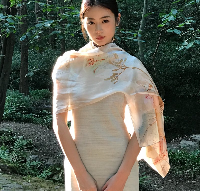 【既白】新中式復古中國風/天絲亞麻/一片式旗袍 - 旗袍/改良式旗袍 - 絲．絹 白色