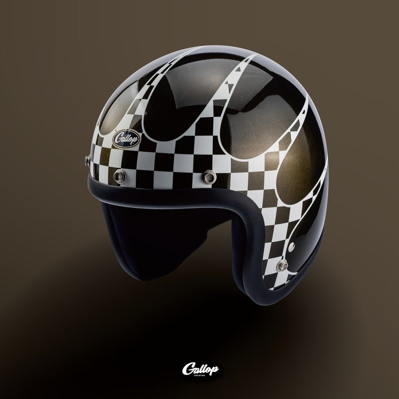 GALLOP P-51 Mustang fighter 3/4 half-face helmet white gold black bottom - หมวกกันน็อก - วัสดุอื่นๆ 