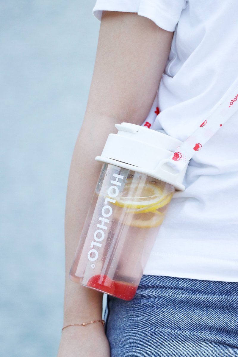 獨家組合【HOLOHOLO】吸管跳跳杯 600ml + 專屬背帶 + 品牌貼紙 - 水壺/水瓶 - 塑膠 多色