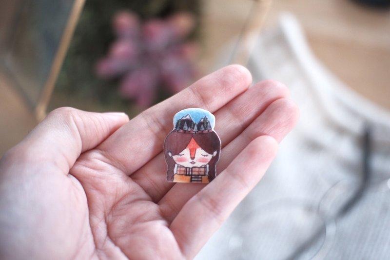 Forest Fox Girl Handmade Pin - 徽章/別針 - 塑膠 