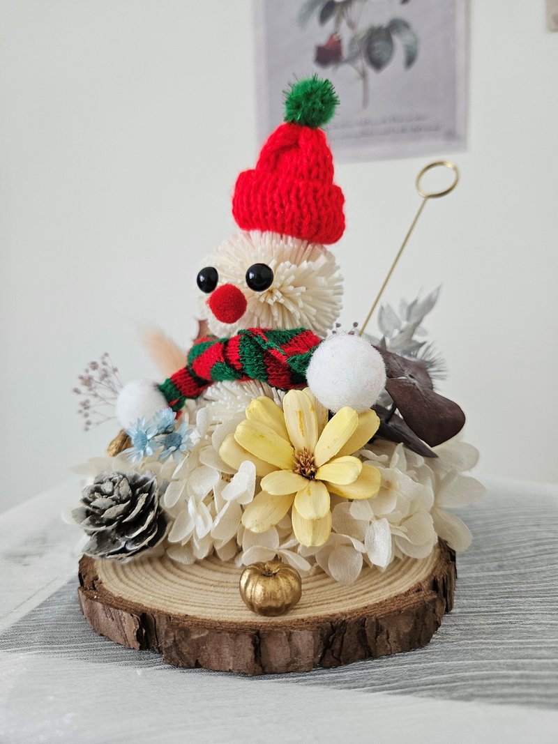 聖誕毛帽小雪人memo夾擺飾 桌花 - 乾燥花/永生花 - 植物．花 多色