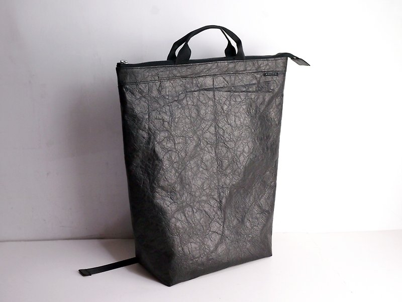 Tyvek 2 way Convertible (2 in 1) Backpack Handbag Tote Bag BLACK eco friendly