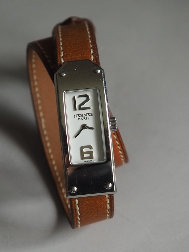 HERMÈS Kelly 2 Double Tour Watch エルメス ケリー 2 ドゥブルトゥール ウォッチ 腕時計 シルバー ブラウン ィンテージ - 女錶 - 不鏽鋼 銀色