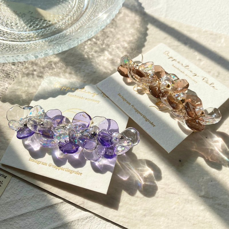glass flower hairpin - Hair Accessories - Resin Purple