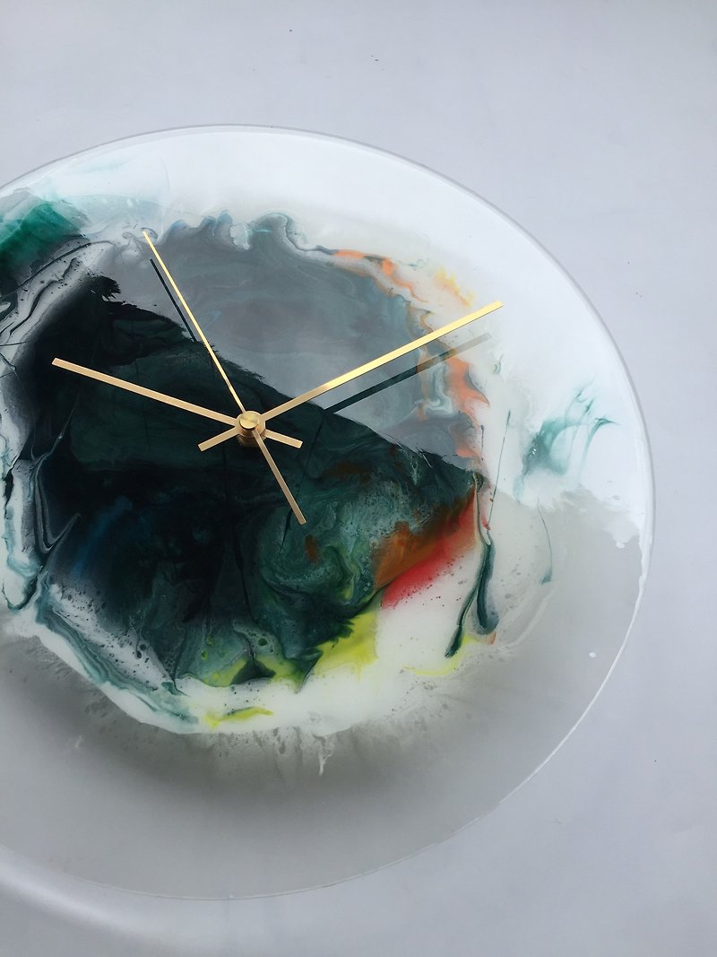 [Imitated colored glaze, moon body, handmade wall clock] 30cm - Clocks - Plastic Green