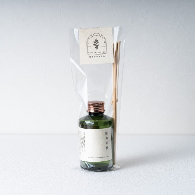 Classic red cypress diffuser refill bottle 100ml + 5 bamboo branches set (excluding glass diffuser bottle) - น้ำหอม - น้ำมันหอม 