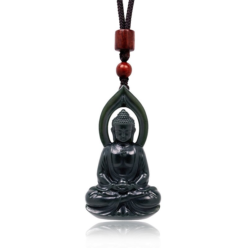 Nephrite Jade Buddha Carvings Pendant Dark High Quality Traditional Knot