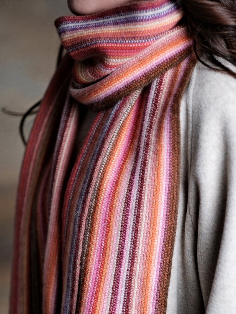 Robert Mackie wool angora blend striped scarf Made in the UK - ผ้าพันคอถัก - ขนแกะ 