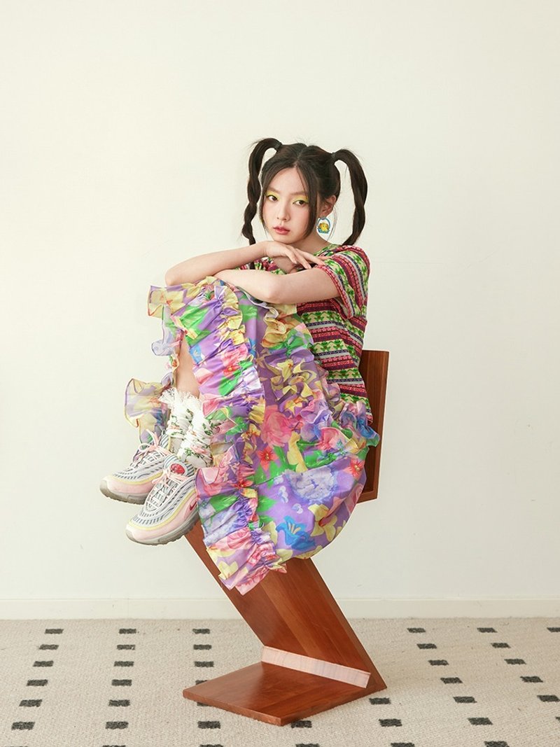 Outlet Item: Purple Floral Lace Skirt - Shimmering A-Line Tutu Skirt - กระโปรง - เส้นใยสังเคราะห์ สีม่วง