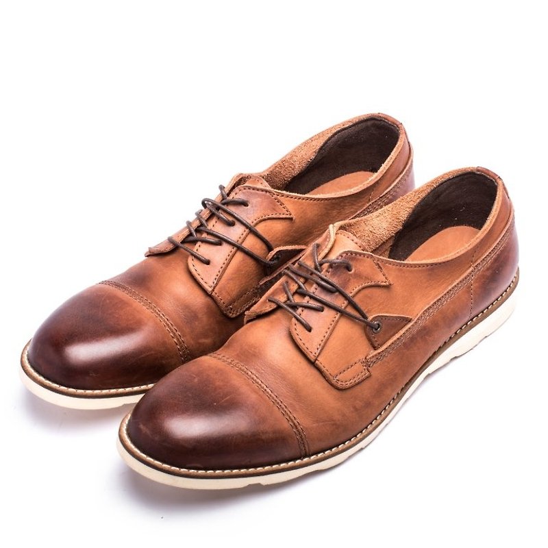 ARGIS 日本外羽根式手工休閒皮鞋 #11134淺咖啡 -日本手工製 - 男款皮鞋 - 真皮 咖啡色
