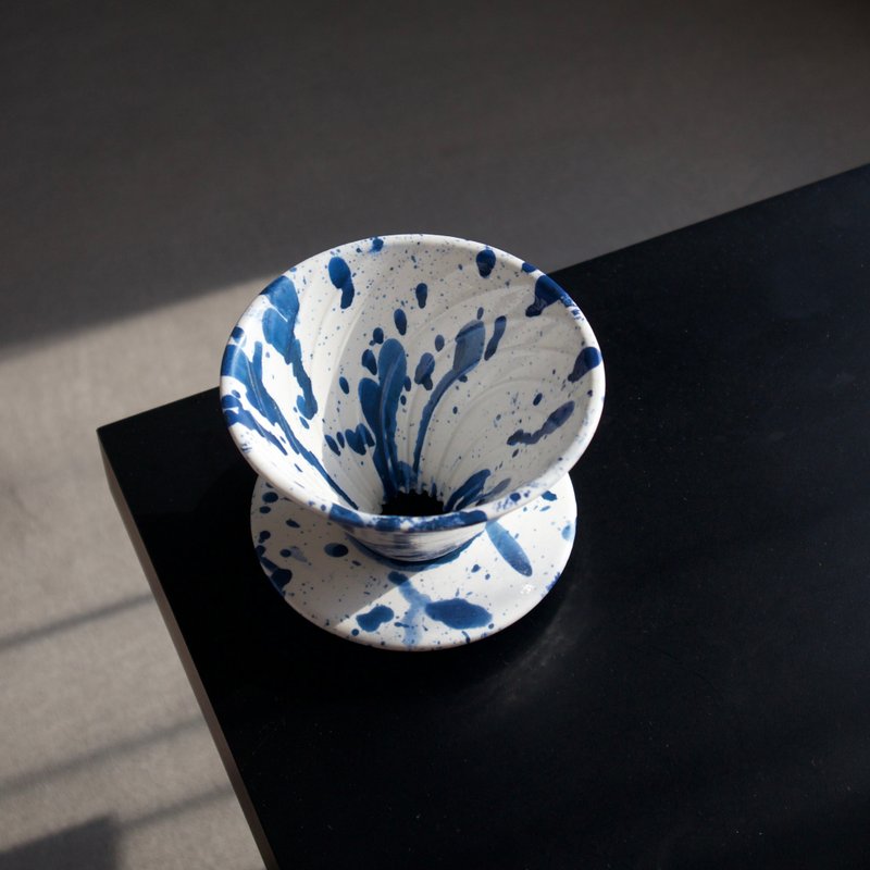 手工潑墨咖啡濾杯 | Coffee Dripper - 咖啡壺/手沖壺 - 陶 白色