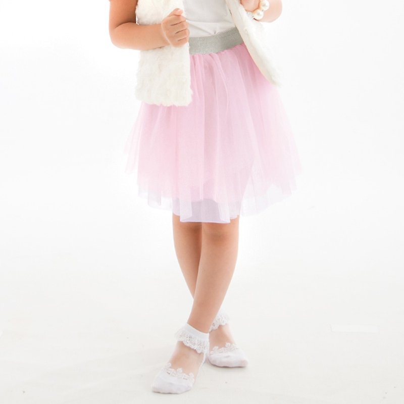 Cutie Bella 鬆緊金蔥銀蔥 閃亮網紗裙 澎裙 短裙 粉/銀蔥 - 女童洋裝/裙子 - 聚酯纖維 粉紅色