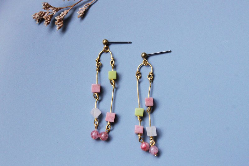 Rattan - earring  clip-on earring - Earrings & Clip-ons - Copper & Brass Pink