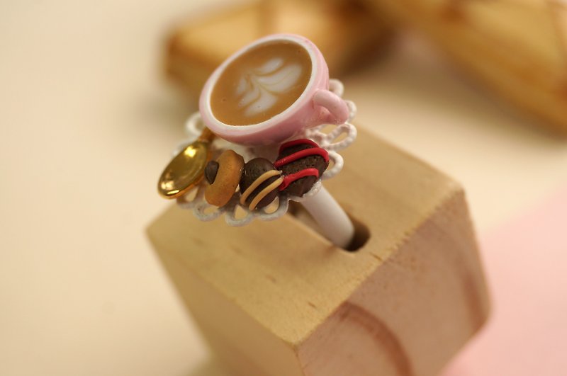 ｜Coffee & Cookies｜ Polymer Clay Ring - General Rings - Clay 