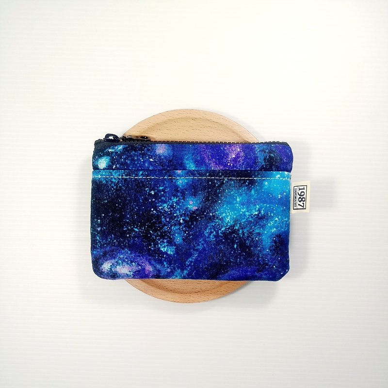 【星空】 零錢包 手拿包 隨身包 拉鏈袋 聖誕交換禮物 - 手拿包 - 棉．麻 藍色
