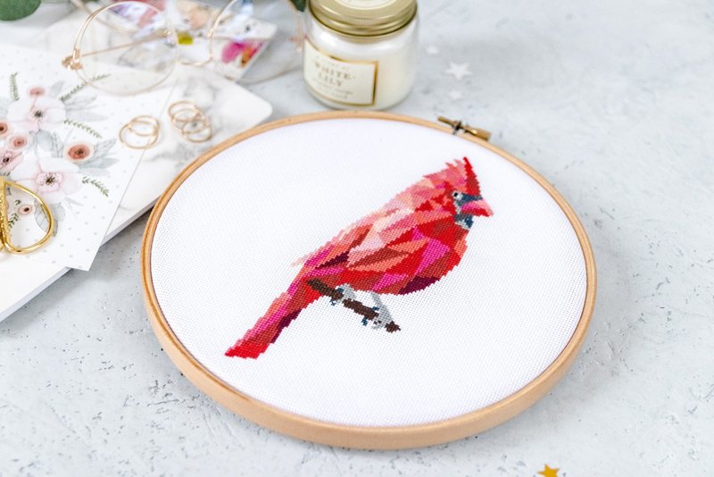 Red Cardinal Bird Cross Stitch PDF Pattern 十字繡 - 編織/刺繡/羊毛氈/縫紉 - 其他材質 