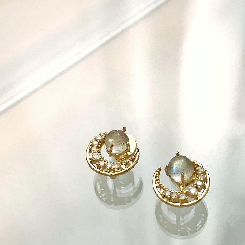 Selene|clip earring - ต่างหู - ทองแดงทองเหลือง สีเทา