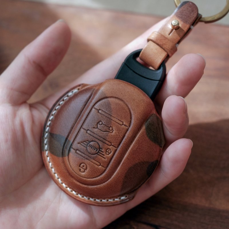 Shape it  | Handmade Leather mini cooper  key Case.Car Key Holder - Keychains - Genuine Leather Multicolor