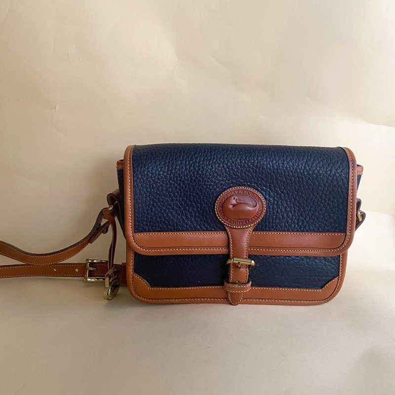 Second-hand dooney & bourke│Crossbody bag│Side bag│Shoulder bag│Genuine leather│Girlfriend gift - กระเป๋าแมสเซนเจอร์ - หนังแท้ สีน้ำเงิน