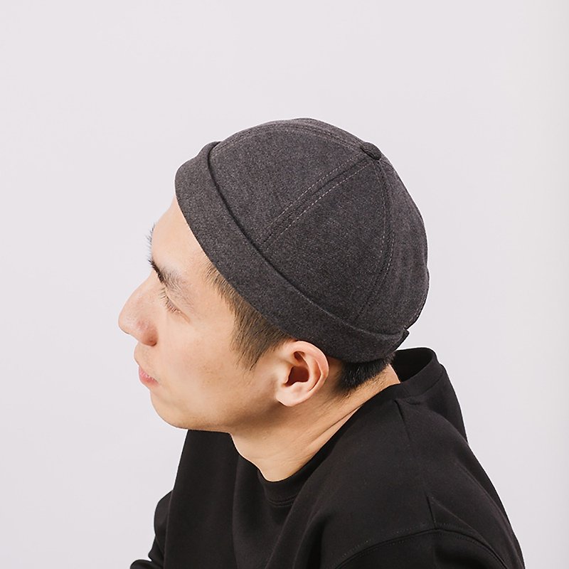 男性および女性用の調節可能なドームハット、ダークグレー - 帽子 - コットン・麻 