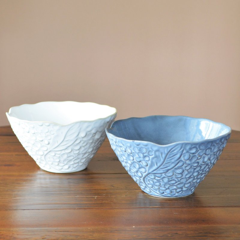 Mino ware Lien pea bowl 1 white, 1 gray bowl|bowl| - ถ้วยชาม - ดินเผา ขาว