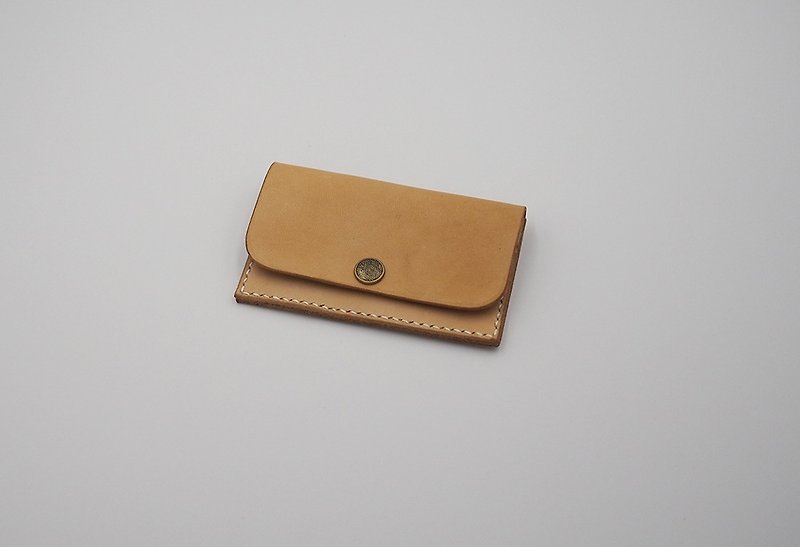 Primary color vegetable tanning-double-layer card holder / coin purse - กระเป๋าใส่เหรียญ - หนังแท้ สีนำ้ตาล