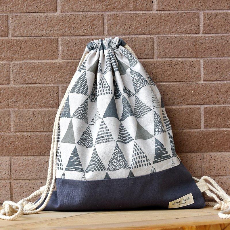 SALE Drawstring Backpack / Drawstring Bag / Drawstring Pocket ~ Triangle Pattern (B148) RS