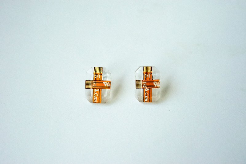 Tech Magician - New Future Series - Cross (pair) - Earrings & Clip-ons - Resin Transparent