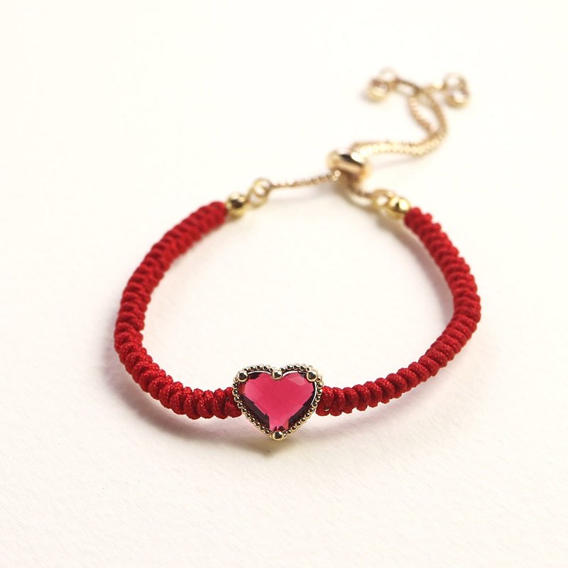 Love and affection Yushouyue old red thread adjustable bracelet - Bracelets - Colored Glass Red