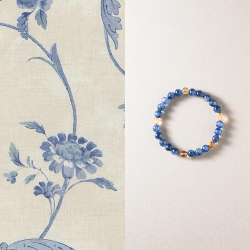 New Chinese style natural blue crystal bracelet design yellow crystal bracelet - Bracelets - Jade Blue