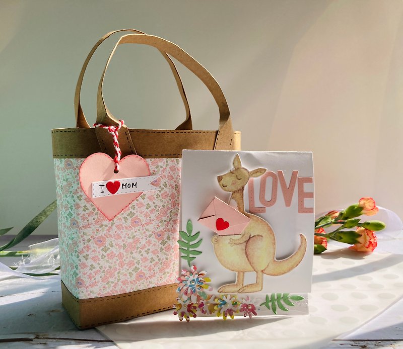 Mother's Day card material package Exquisite tote bag with surprise card - Cards & Postcards - Paper 