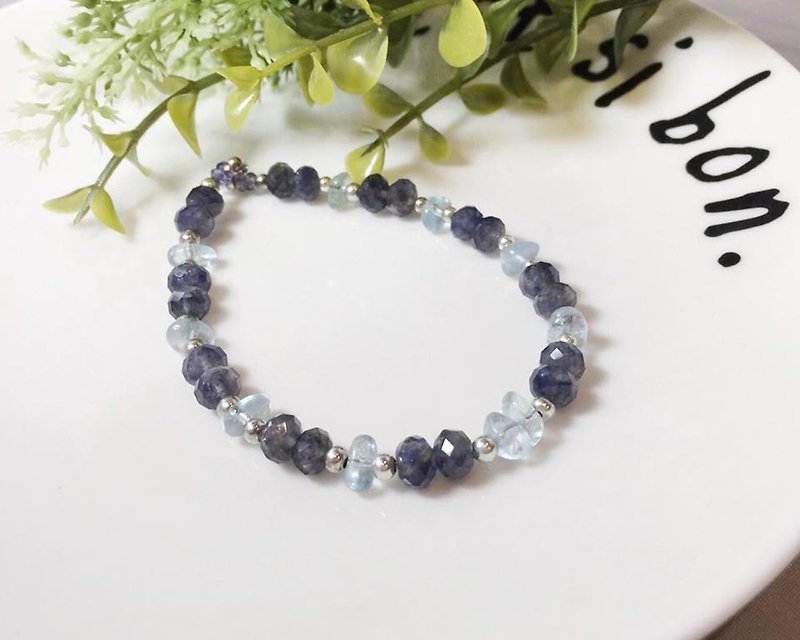 MH sterling silver natural stone custom series_真真自我_ 菫青石 - Bracelets - Gemstone Purple