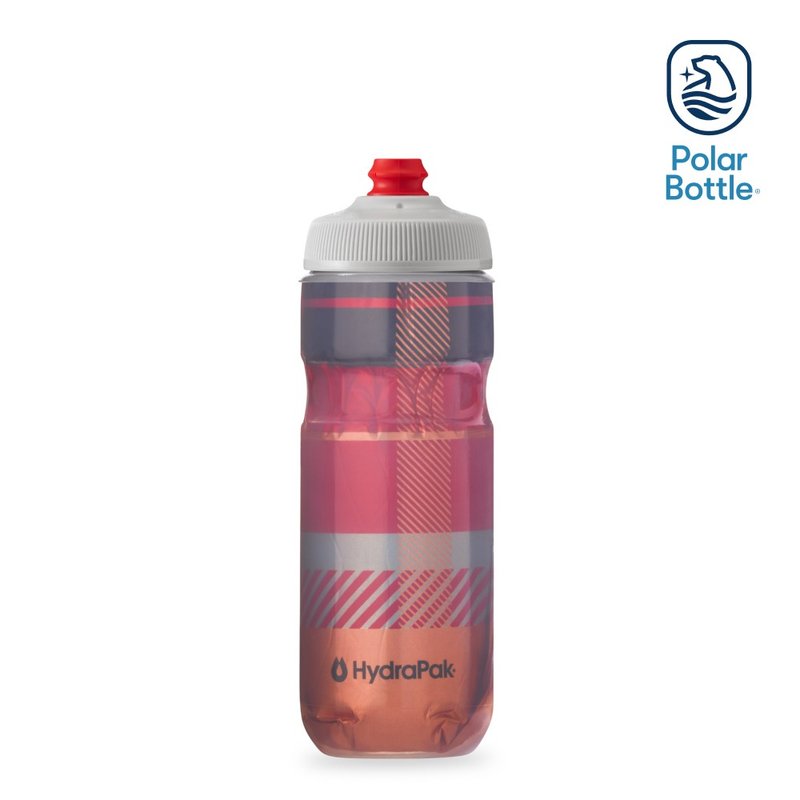 Polar Bottle 20oz 方格紋雙層保冷噴射水壺 Tartan 紅橘 - 運動配件 - 塑膠 橘色