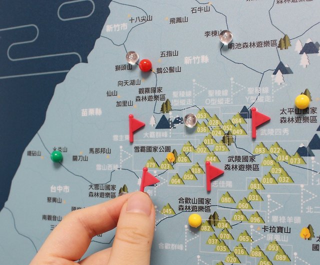 台湾百岳地図- あなただけの台湾百名山地図(無垢材木枠ポスター 